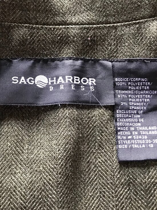 Sag Harbor Blazer: Lightweight 90s Autumn Embroidered Leaf Olive Green, Size 12 - Picture 3 of 11